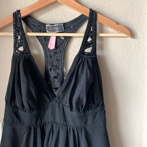 LIPSY LONDON Black Chiffon Beaded Racer Back Dress